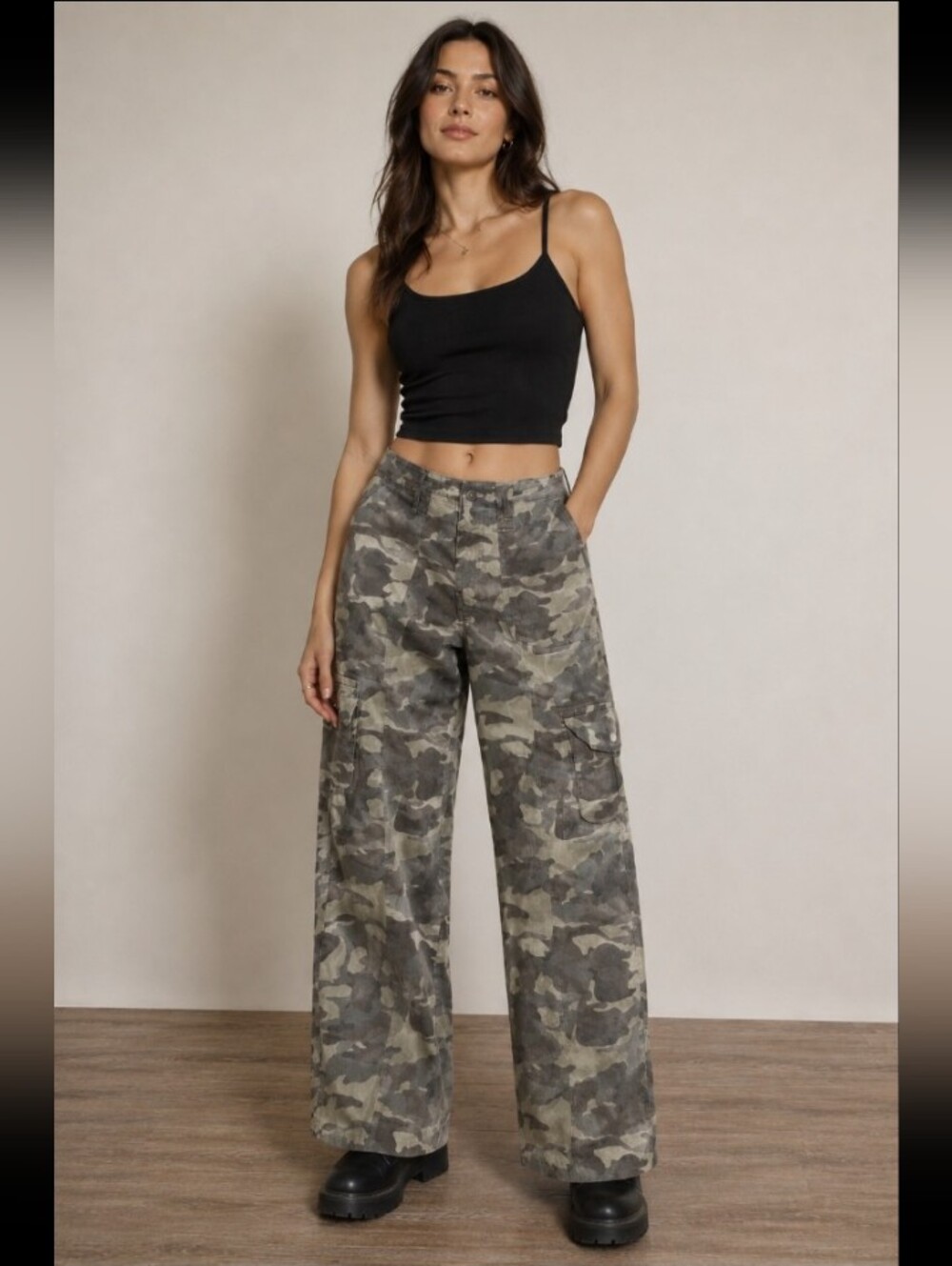 Garage Women's Cotton Camo Cargo Pants - Olive Green/Brown, 03 XS
